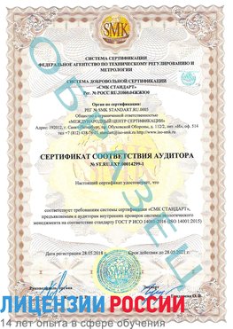 Образец сертификата соответствия аудитора №ST.RU.EXP.00014299-1 Десногорск Сертификат ISO 14001